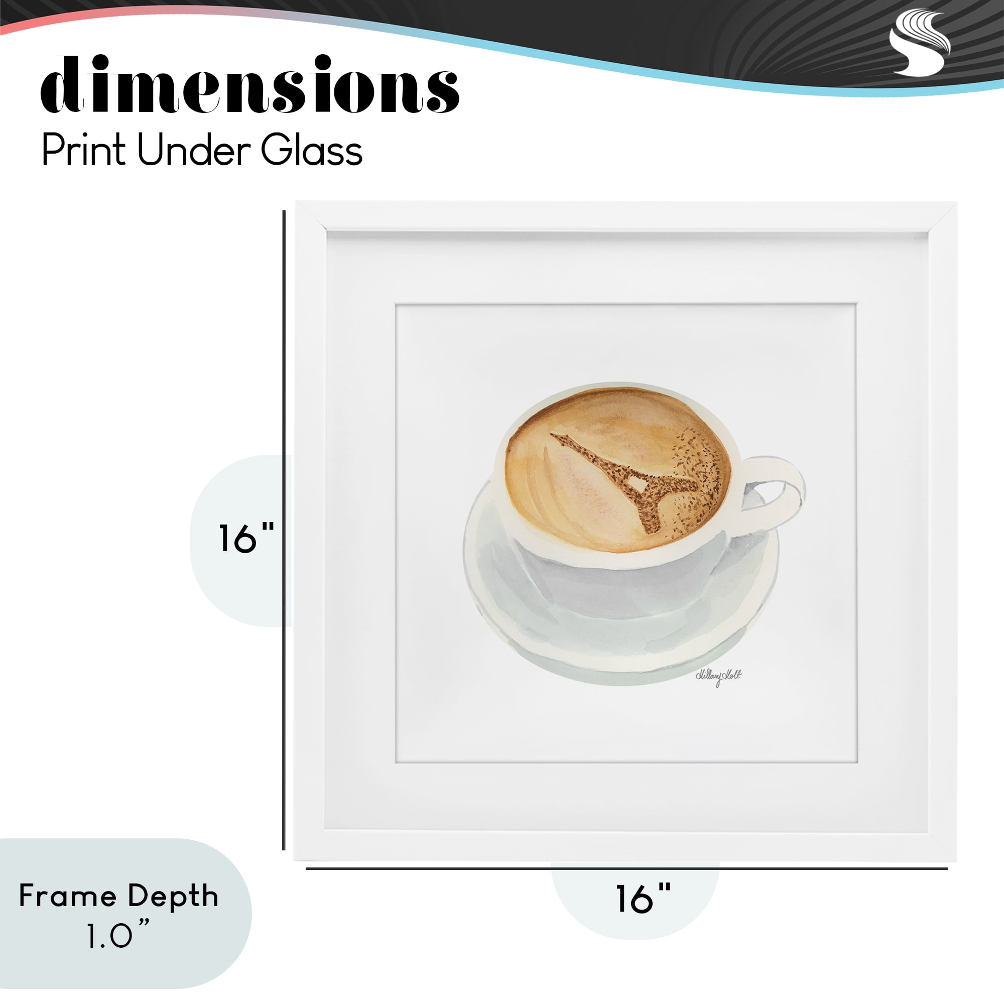 Stupell Industries Eiffel Tower Latte White Framed Print Under Glass, design by Hillary Holt
