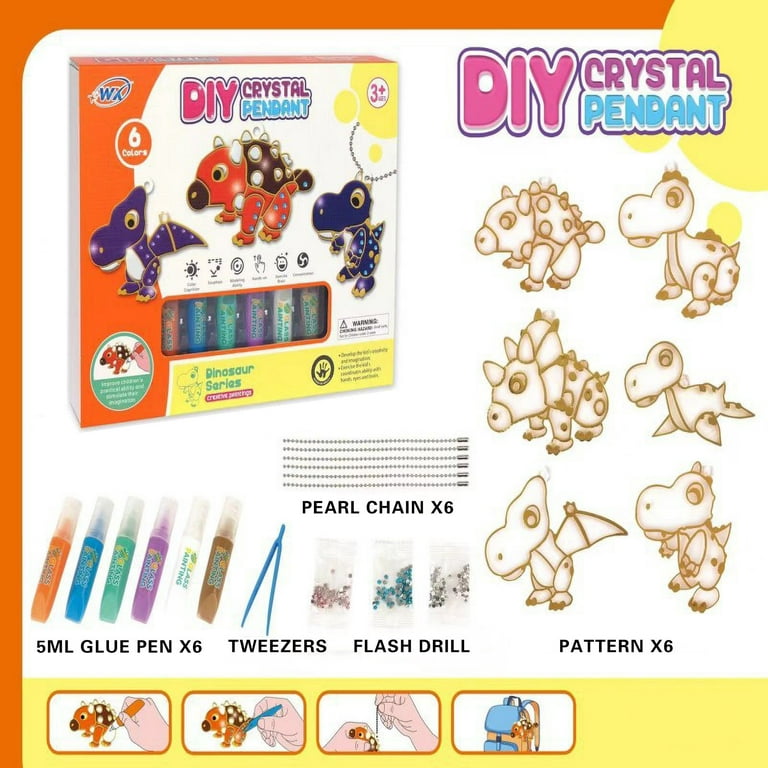 Fankiway DIY Crystal Paint Arts and Crafts Set, Cartoon No-Baking Crystal  Glue Paint DIY Watercolor Paint Kit Color Pendant for Kid 