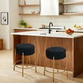 thumbnail image 2 of Miniyam Counter Height Bar Stools Set of 2,Boucle Kitchen Stools Upholstered Dining Chair Stools 24 Inch Height,Black+Gold, 2 of 7
