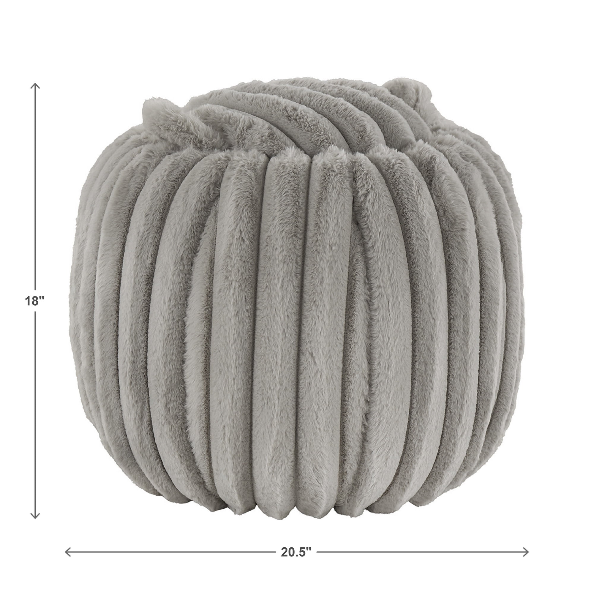 Weston Home Portola Plush Furry Channel Fabric Storage Ottoman, Light Gray