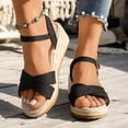 thumbnail image 1 of MKLEKYY Sandalias de Playa para Mujer, Sandalias de Cuña Con Boca de Pez de Color Liso de Tela A La Moda de Verano para Mujer, Zapatos de Temperamento para Exteriores, 1 of 5