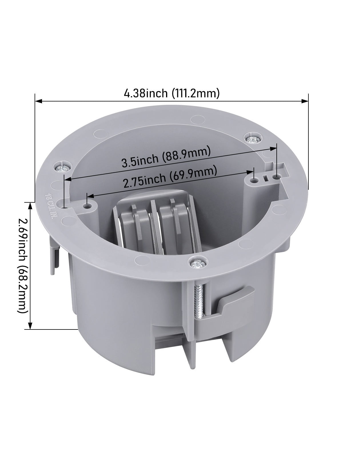 6 Pack One Gang Old Work Round Electrical Outlet Box, 18 Cubic Inch Device Box, PVC Electrical J-Box for Pendant, Fans, Switch, ETL Listed