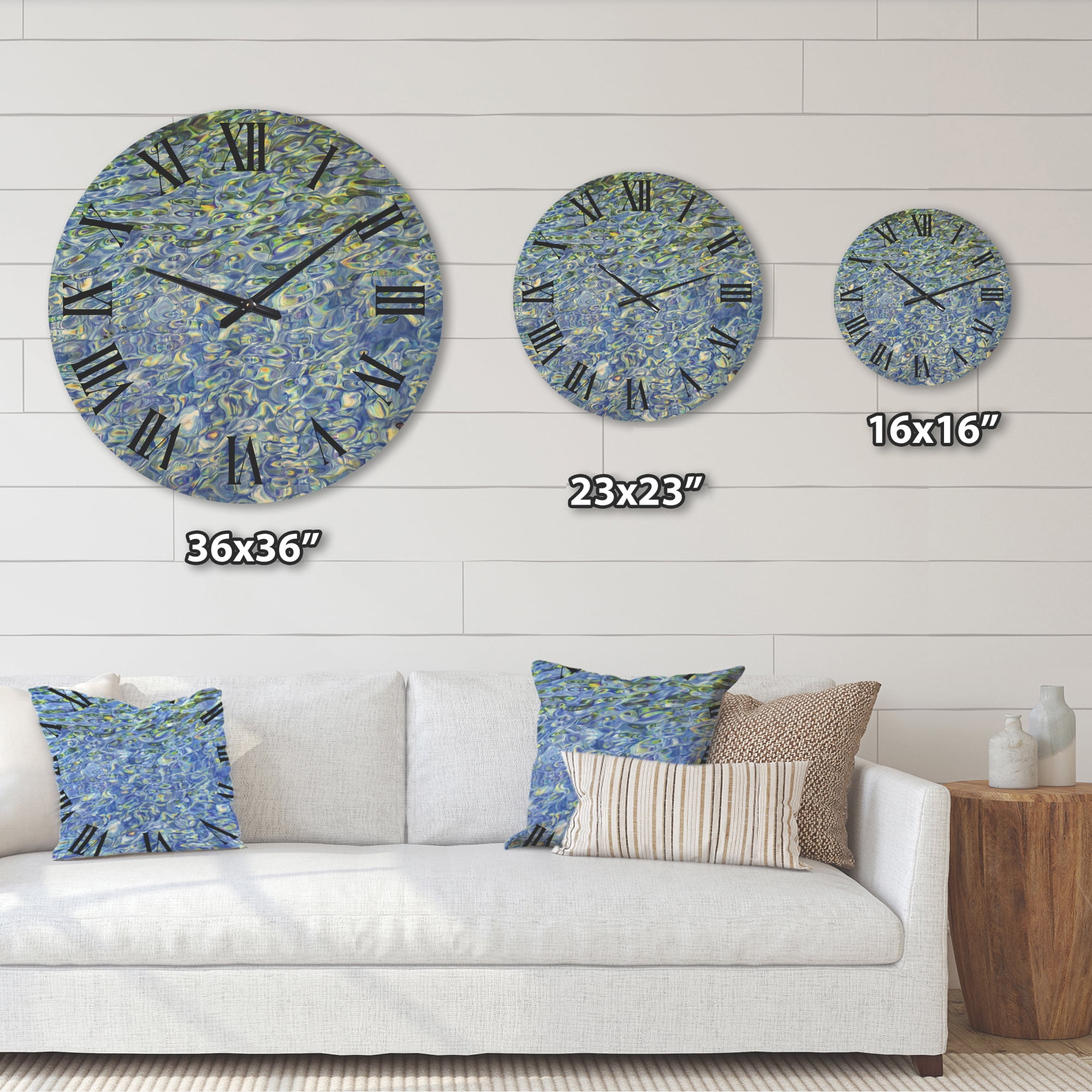 Designart 'Transparent Waves With Sunny Water Reflecting Gentle Sunshine II' Modern Wood Wall Clock