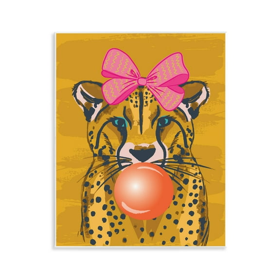 Stupell Industries Trendy Cheetah & Bow Animals Painting Unframed Art Print Wall Art, 11 x 14