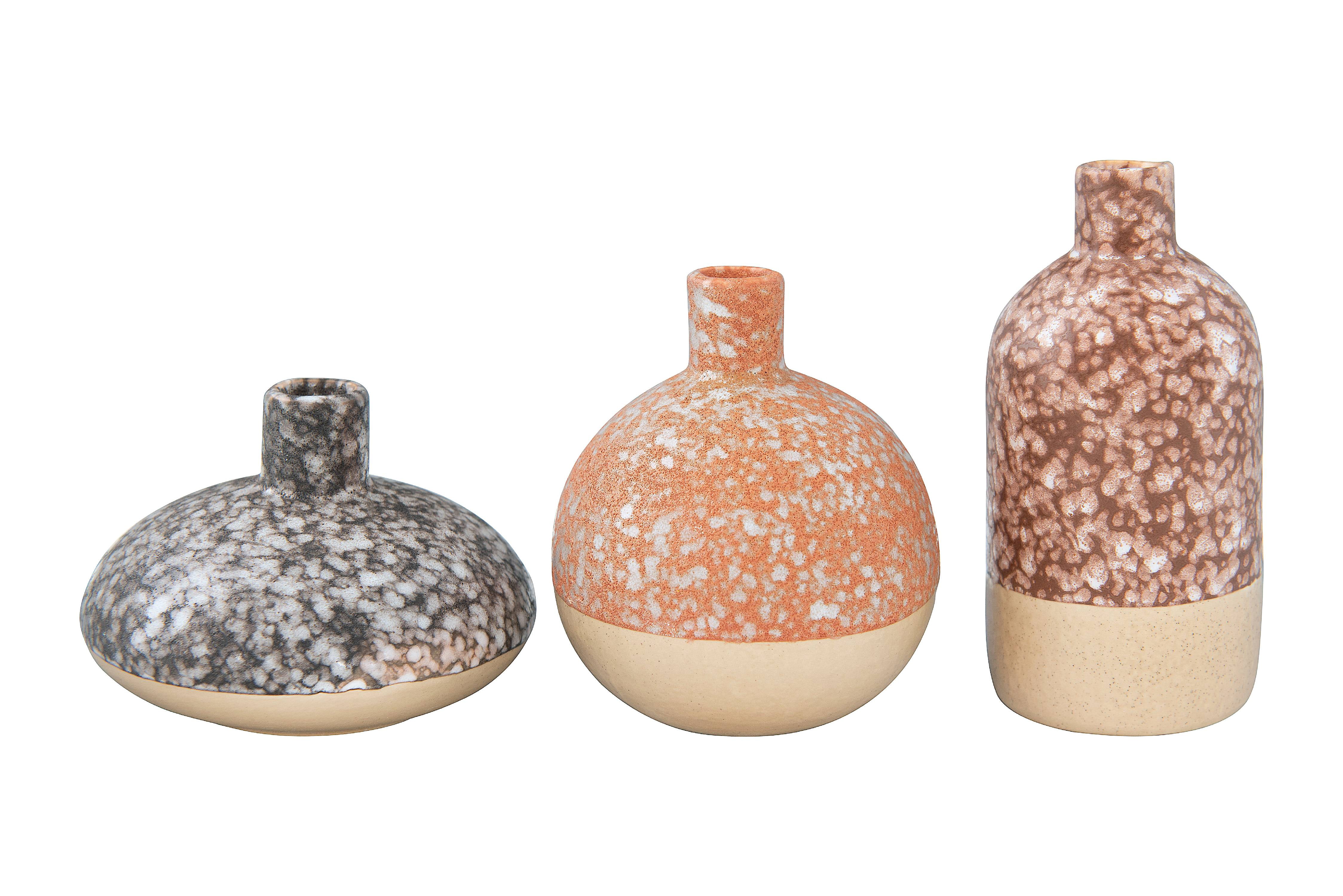 Creative CoOp Brown Stoneware Vases with Reactive Glaze Finishes (Set