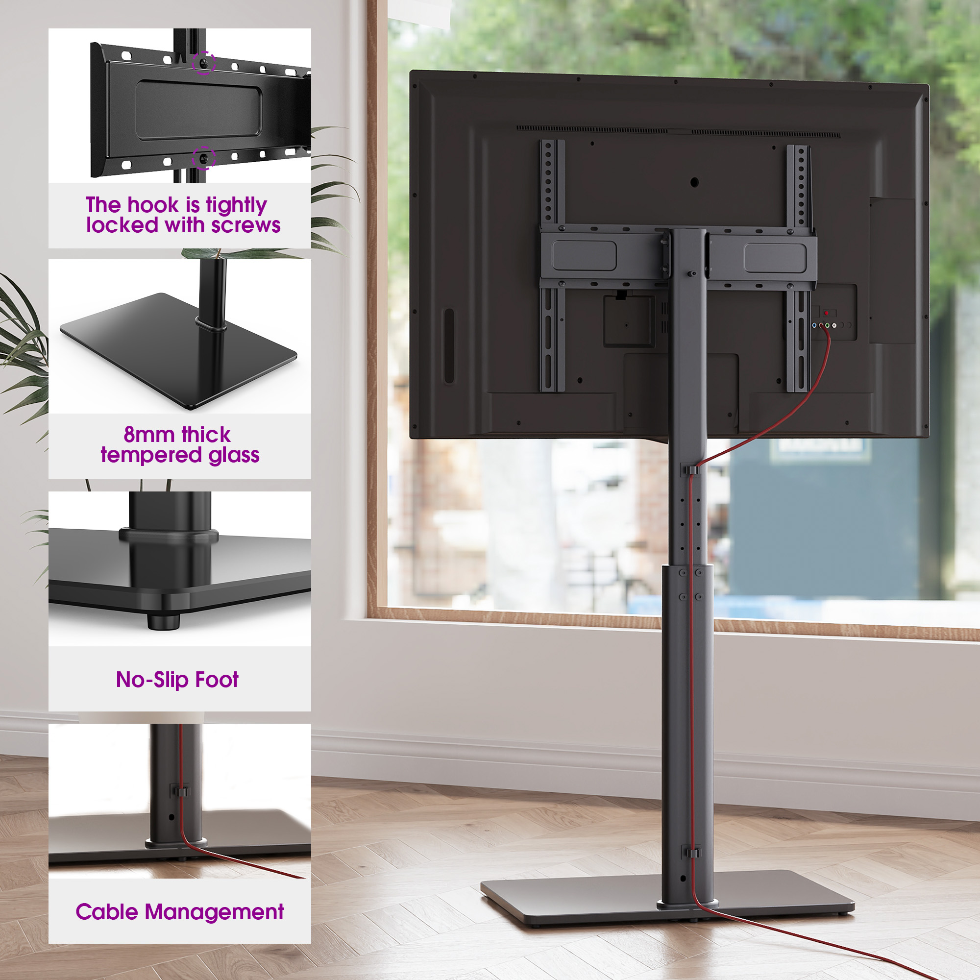 Modern Swivel Floor TV Stand up to 65 inch Tv,Black