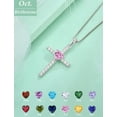 thumbnail image 5 of VESITIM Cross Necklace 925 Sterling Silver Religious Pendant for Women Heart Shaped Created Pink Tourmaline October Birthstone Jewelry Gifts, 5 of 7
