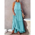 thumbnail image 6 of Anbech Women 2024 Ruffled Pleated Dress Flowy Long Sundress Sleeveless Boho Beach Party Dresses, 6 of 7