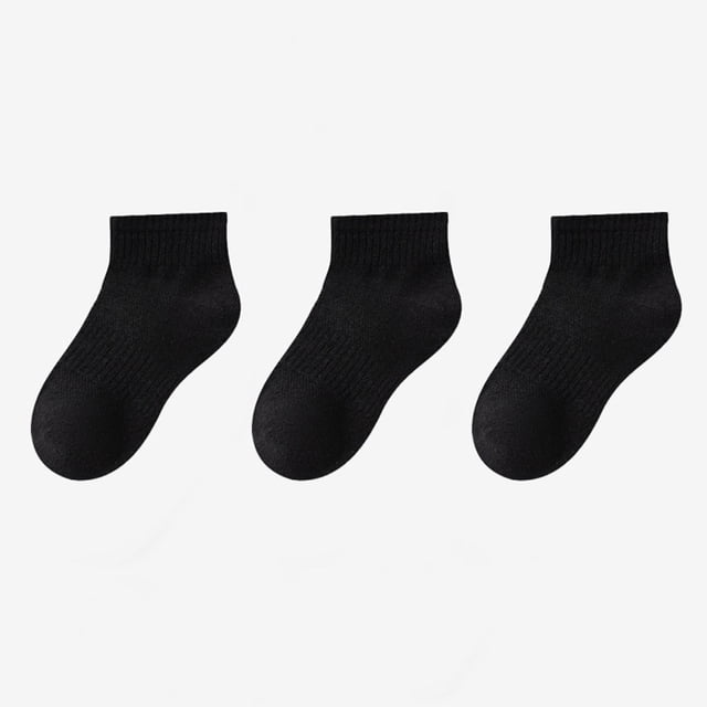 Kids' 3-Pack Cotton Short Tube Socks for Boys and Girls - Soft, Breathable, Moisture-Wicking Sports Socks for Daily Wear and Play