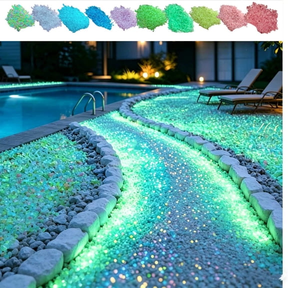 Bowayaoa Luminous Fluorescent Gravel, Light Absorbing Glow In The Dark Pebbles, Weatherproof Decorative Sand Granules for Garden Landscaping Aquarium Flower Pot DIY Craft Outdoor Decor