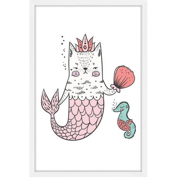 "Purrmaid 02" Framed Painting Print