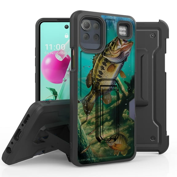 ANJ  Rugged Hybrid Shockproof Case w/Kickstand   Holster Clip Card Slot Cover for LG K92 5G - Wild Trout