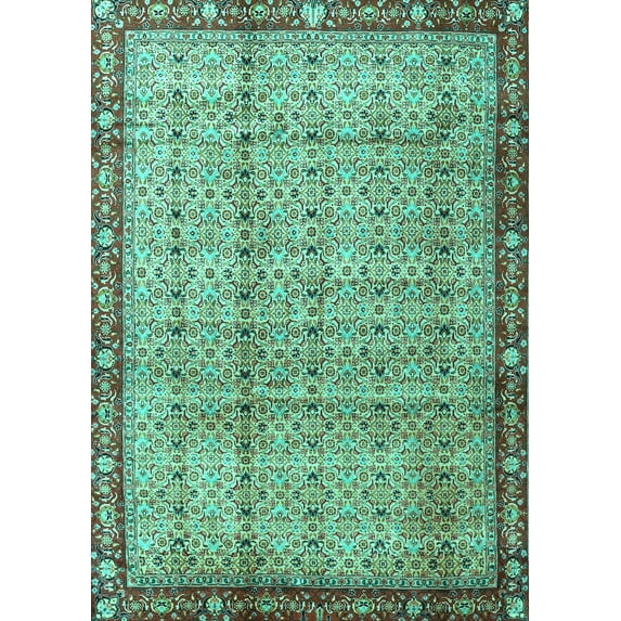 Ahgly Company Machine Washable Indoor Rectangle Persian Turquoise Blue Traditional Area Rugs, 3' x 5'