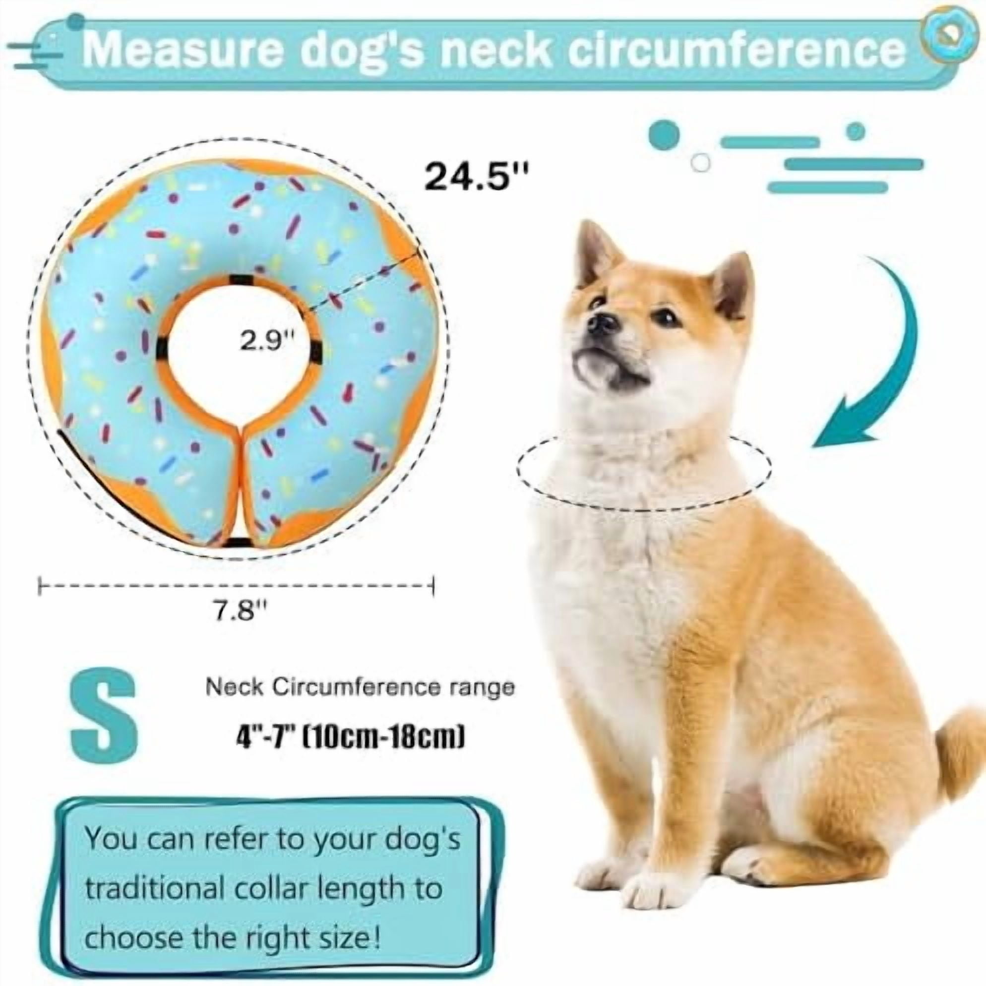 Recovery Donut Collar for Dogs & Cat,Inflatable Dog Cone Collar Alternative After Surgery,Soft Cone for Large Medium Small Dog,Adjustable Pet Neck Donut(Blue,Small)