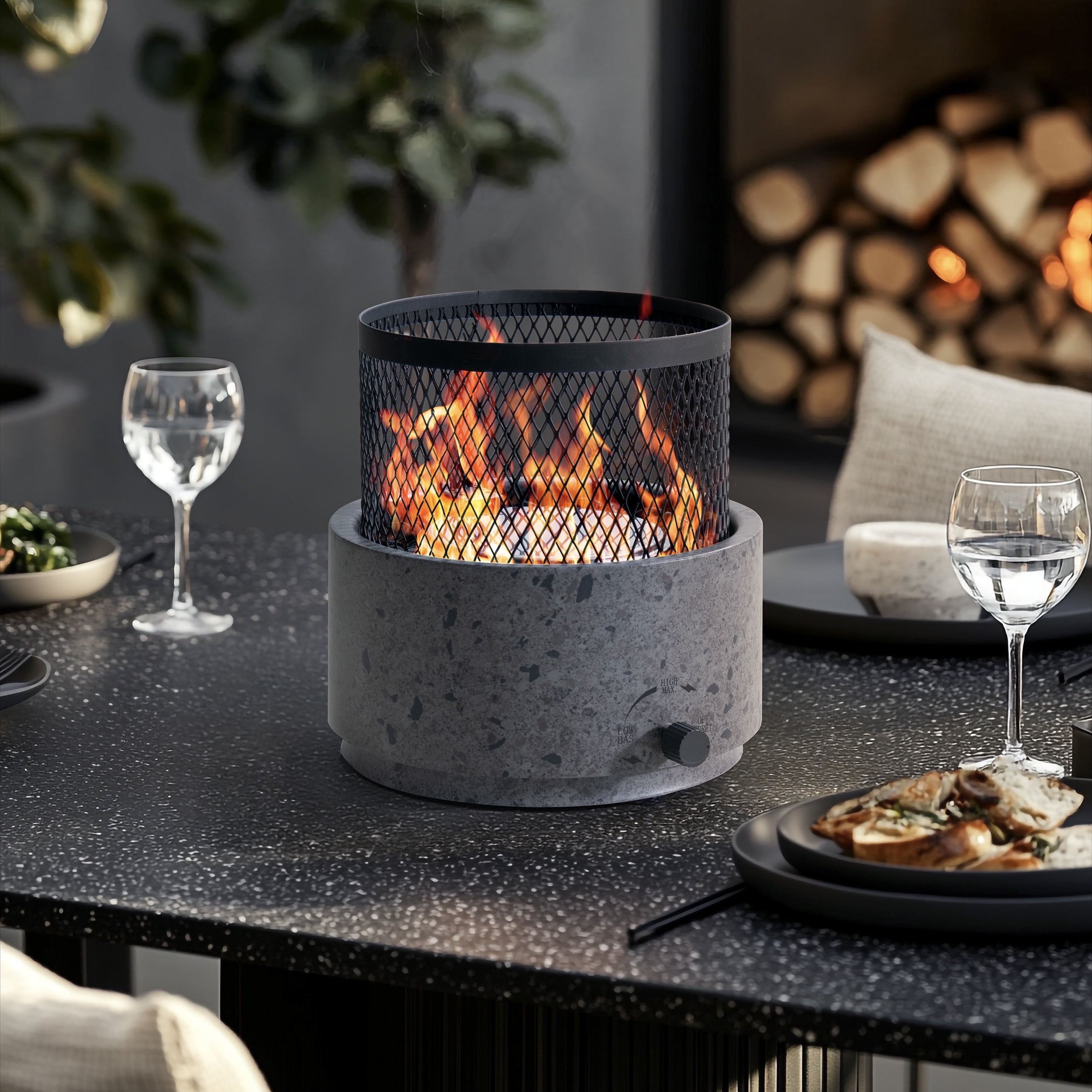 Sunjoy Smokeless Tabletop Fire Pit Bottom-Mounted, 11.81 inch Height Portable Propane Gas Fire Pit with Stainless Steel Burner, Outdoor Patio Camping Bonfire, Heat Transfer