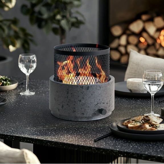 Sunjoy Foyer de Table Sans Fumée monté en Bas ,Feu de Camp de camping en plein air, deux flammes réglables