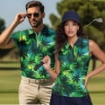 thumbnail image 2 of Aplkyhs Matching Golf Shirts for Couple His and Hers Golf Shirts Green Tropical Palm Tree 4-Way Stretch Matching Mens Hawaiian Shirt Suitable for Tennis Enthusiasts Quick Dry, 2 of 6