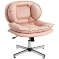 thumbnail image 1 of HOMCOM Criss Cross Office Chair, Armless Wide Desk Chair, No Wheels, Pink, 1 of 10