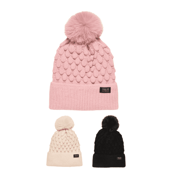 Polar Extreme Heat Women's Sherpa Lined Knit Hat, Pink