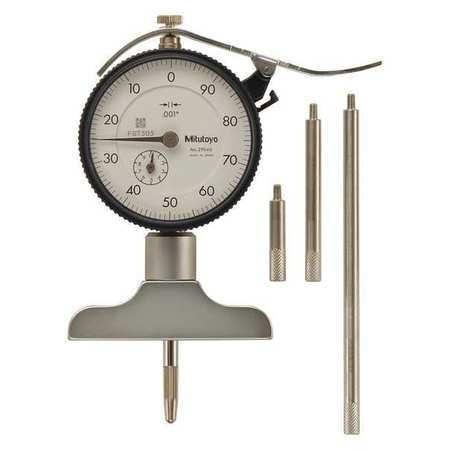 Mitutoyo Depth Gage,21/2" Base L,0.001" Res.
