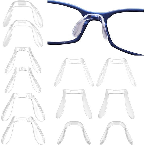 6 Sizes 24PCS U Shaped Eyeglasses Nose Pads Bridge Plastic Anti Slip Soft Eye Glasses Nose Support Plug-in Air Chamber Retainers Strap Pieces Set for Eyeglasses Sunglasses Accessories 1bag