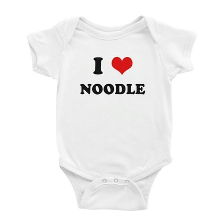 

I Heart Noodle Love Food Funny Cute Baby Bodysuit Jumpsuits (White 0-3 Months)