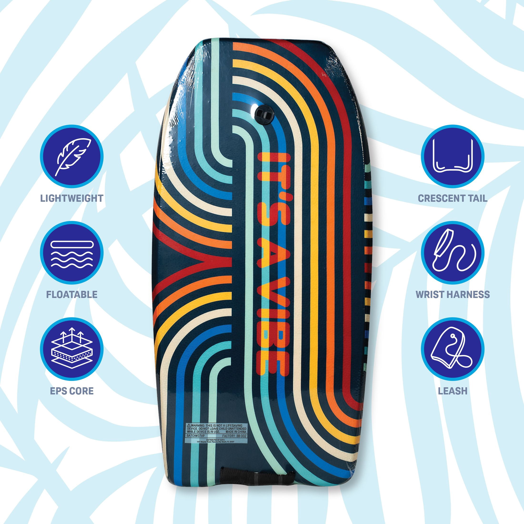 Bluewater Beach 37" Foam Bodyboard with Leash, 125-155 lbs., It's a Vibe Print