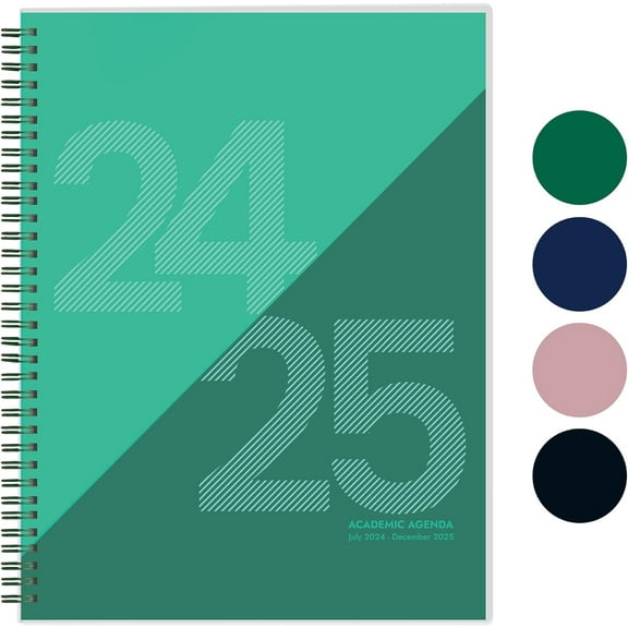 Rileys 2024-2025 18-Month Academic Weekly Planner - Geographic Weekly & Monthly Agenda Planner, Flexible Cover, Notes Pages, Twin-Wire Binding (8.5 x 11 inches, Green)
