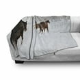 thumbnail image 3 of Winter Soft Flannel Fleece Throw Blanket, Horses in the Snow Playing Having Fun in the Forest Seasonal Animal Photography, Cozy Plush for Indoor and Outdoor Use, 70" x 90", Brown White, by Ambesonne, 3 of 6