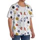 thumbnail image 2 of Balery Rocket Planets Camisa Casual de Manga Corta con Botones para Hombre, Texturizada, Estilo Cubano, para Playa, Verano-Small, 2 of 5