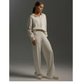 thumbnail image 4 of Women Fall 2 Piece Outfits Sweatsuits V-Neck Long Sleeve Sweatshirt Wide Leg Pants Tracksuit Lounge Sets Cream White M, 4 of 8