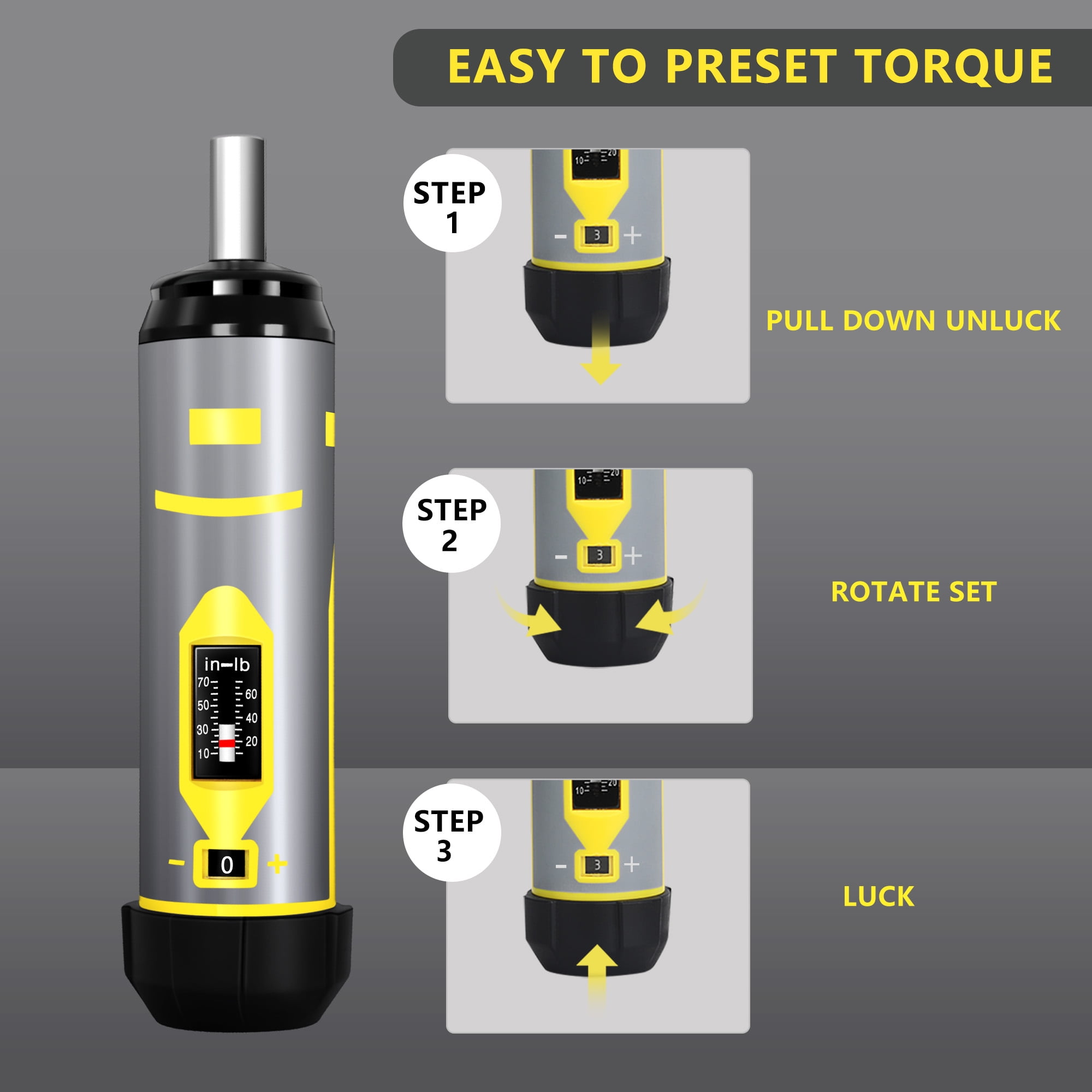 Torque Screwdriver Set 10-70 in-lb – Adjustable Torque Driver with 12 S2 Bits, Click-Type Inch Pound Torque Wrench for Precision Electronics, Scope Mounting, Equipment Repair