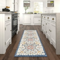 Chelsea Transitional Oriental 2'3'' x 7'3'' Navy and Gold Polypropylene Indoor Runner Rug, 2' x 7'