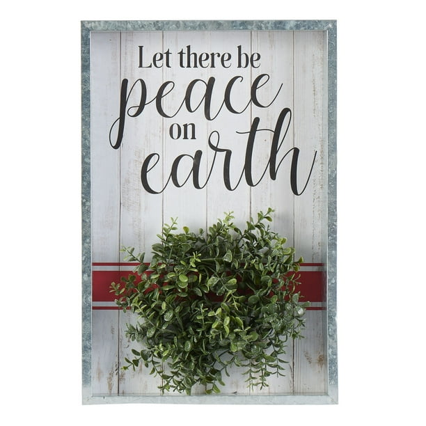 Holiday Time Let There Be Peace On Earth Hanging Shadowbox Sign Decoration 12 X 18 Walmart Com Walmart Com