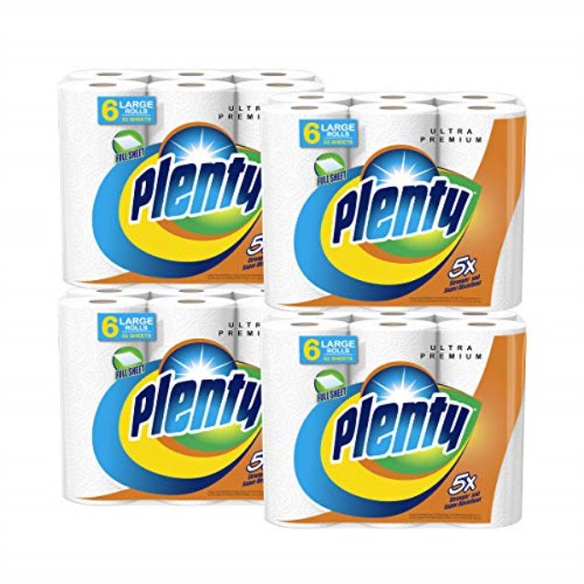 PLENTY Ultra Premium Full Sheet Paper Towels, White, 15 Total Rolls
