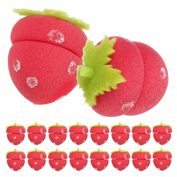 ELAYARD 18Pcs Heatless Curling Sponge Rollers Red Strawberry Shape for Gentle Hair Styling and Care