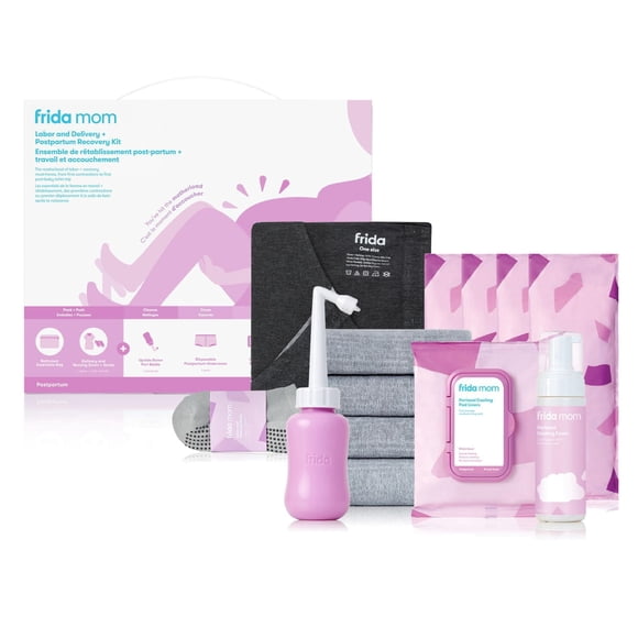 Frida Mom - Kit d'emballage d'hôpital pour femmes et nouveau-nés - Travail et accouchement + Kit de récupération post-partum (ENSEMBLE CADEAU 15 PIÈCES)