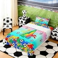 thumbnail image 3 of Erosebridal Letter A Teal Gradient Soccer Ball Print Twin Sheet Sets, Sports Monogram Bedding for Kids Boys and Girls, 1 Flat Sheet, 1 Fitted Sheet and 1 Pillowcase, 3 of 6