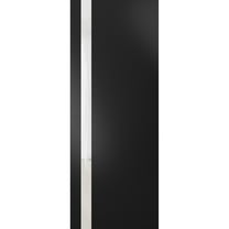 Slab Barn Door Panel | Planum 0040 Matte Black with White Glass | Sturdy Finished Doors | Pocket Closet Sliding-36" x 84"