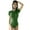 green, variant on AOOOWER Women Short Sleeve Rash Guard Swimsuit V-Neck Zip Monokini Surfing Swimwear