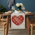 thumbnail image 2 of Valentine's Day Table Runner - 72 Inch Long, Kitchen Dining Table Runner Dresser Scarves, Red Love Polka Dots Line Minimalist Beige Farmhouse Decor for Coffee Tables Wedding Party Banquet, 2 of 8