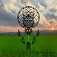 thumbnail image 2 of Handmadetneonsign Custom Metal Owl Dream Catcher Wind Chime, Personalized Metal Owl Garden Decor, 2 of 5