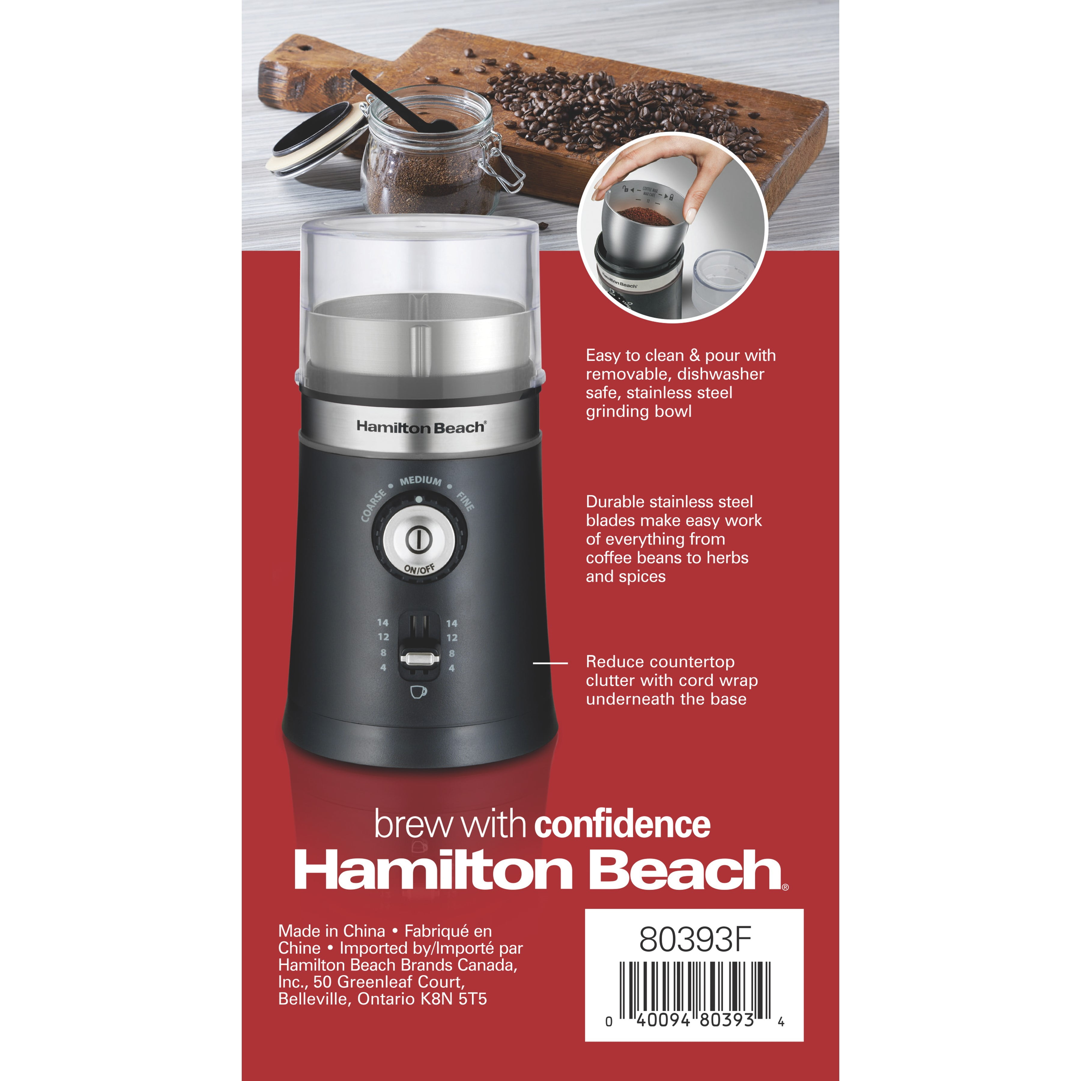 Hamilton Beach Custom Grind Coffee Grinder - Black