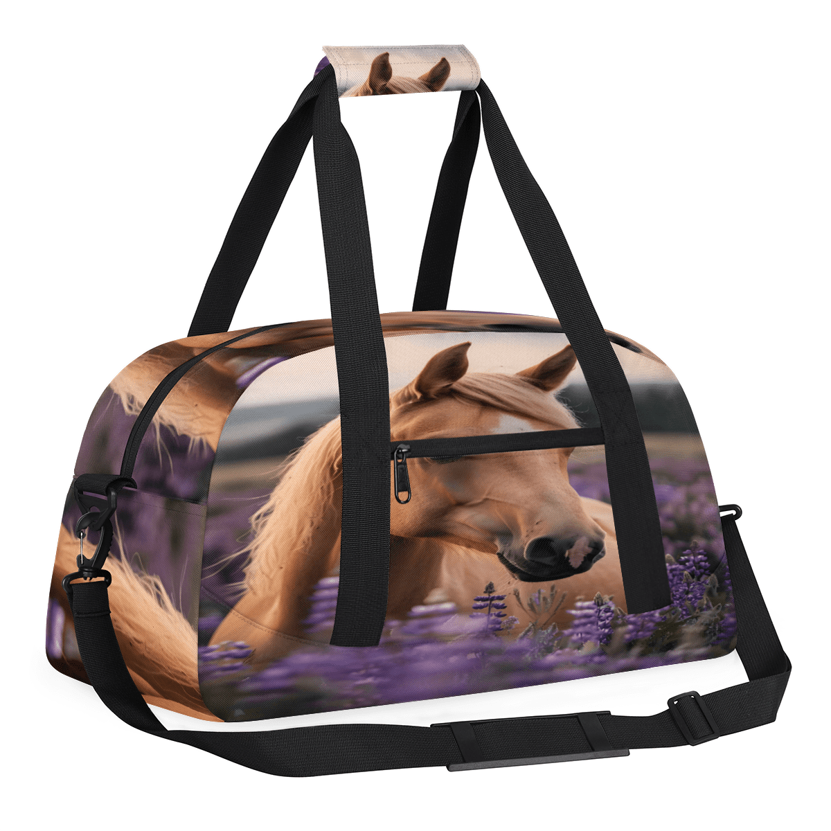 Herdesigns Horse Floral Sports Duffle Bag for Women & Men, Gym Bag Dance Bag Overnight Bag Carry On Weekender Travel Bag