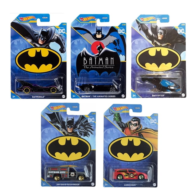 Set de vehículos fundidos a presión Hot Wheels Batman 2023 Batmobile x5