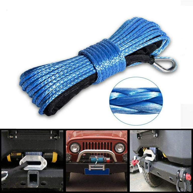 Synthetic Winch Rope - Trailer Winch Rope with Hook, Towing Rope for ATV  UTV Truck Boat, 7700Lbs, 3 Colors 