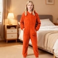 thumbnail image 2 of Peichun Boys Girls Warm Flannel Hooded Rompers Kids Solid Color Long Sleeve Full Zipper Onesie Jumpsuits Autumn Winter Loose Casual Warm Cozy One-Piece Loungewear with Pockets 1-12 Years, 2 of 8