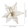 thumbnail image 2 of Large Glitter Christmas Flowers, Artificial Velvet Cloth Christmas Tree Flower Ornaments Fold Floral for Christmas New Year Party Wedding Decorations (White), 2 of 10
