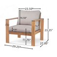 thumbnail image 3 of Christopher Knight Home Transitional Outdoor Lounge Chair with Cushions, Solid Wood, Light Gray+Teak, Set of 2, 3 of 8