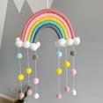 thumbnail image 3 of Inteprter Decoración de habitación de guardería para niños, nube de arcoíris tejida de algodón hecha a mano con bolas, suministros de adornos Decoración del hogar CH5A-6 Inteprter HA8708-03B, 3 of 6